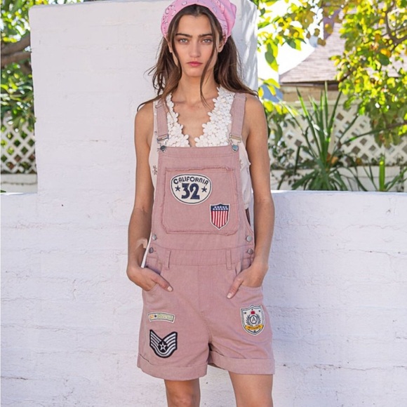 POL Denim - POL Pink Casual Short Overalls